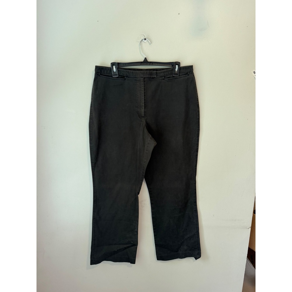 Ann Taylor Stretch Black Straight Leg Trousers Pants Women Size 14 Cotton Blend